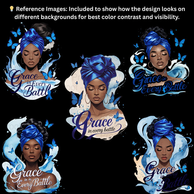 Grace in Every Battle PNG Bundle of 5 Blue Awareness Digital File Style Junction – Custom Digital Designs & Apparel