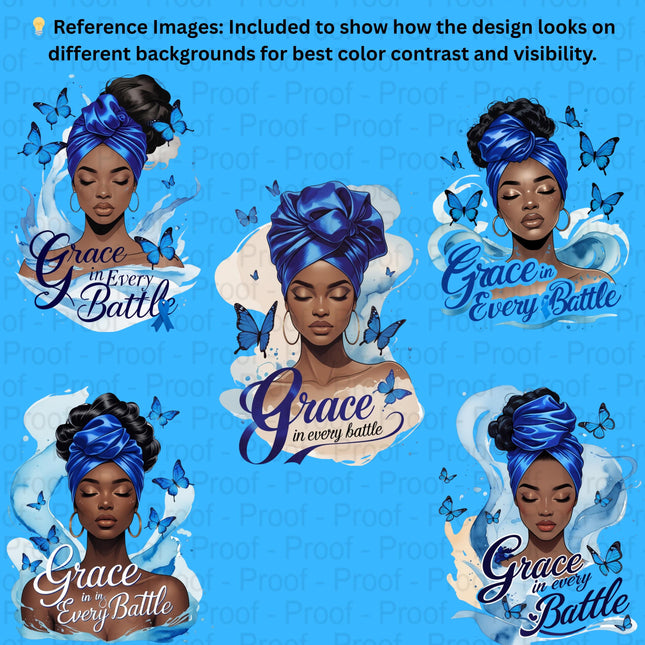 Grace in Every Battle PNG Bundle of 5 Blue Awareness Digital File Style Junction – Custom Digital Designs & Apparel