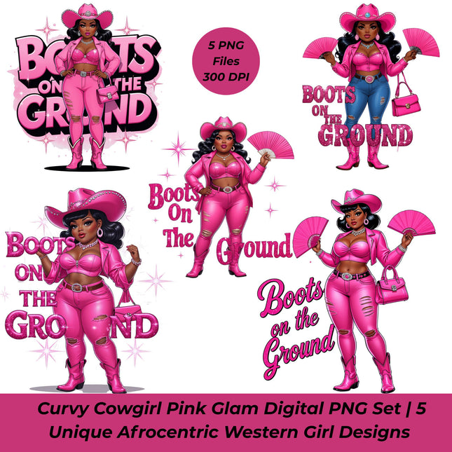 Curvy Cowgirl Pink Glam Digital PNG Set of 5 Digital File Style Junction – Custom Digital Designs & Apparel
