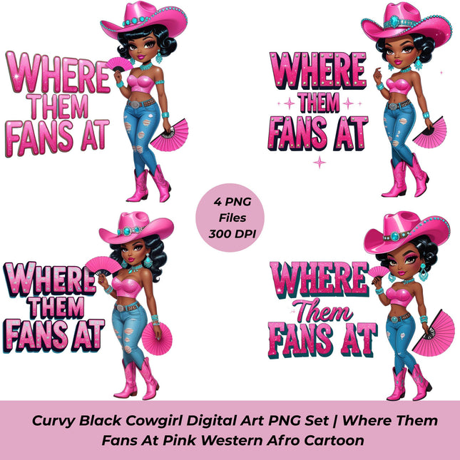 Black Cowgirl Pink Digital Art PNG Bundle of 4 | Where Them Fans At Digital File Style Junction – Custom Digital Designs & Apparel