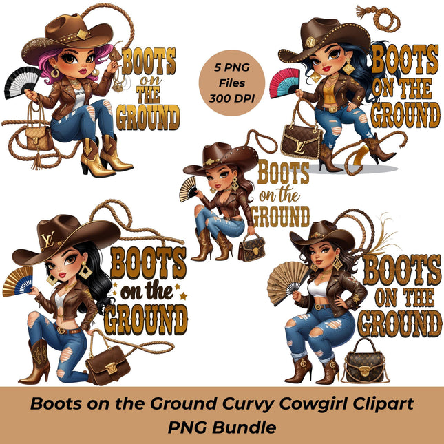 Boots on the Ground Curvy Cowgirl Clipart PNG Bundle of 5 Digital File Style Junction – Custom Digital Designs & Apparel