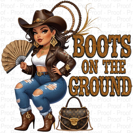 Boots on the Ground PNG – Curvy Cowgirl Clipart for Sublimation Digital File Style-Junction Custom Designs & Prints