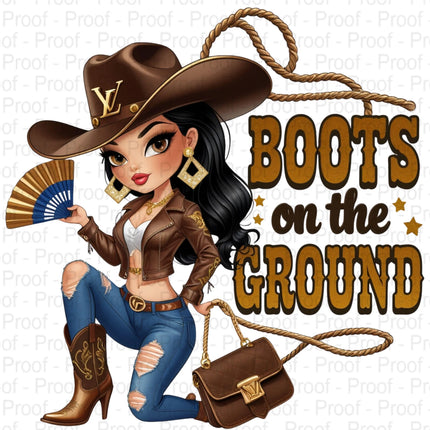 Boots on the Ground PNG – Curvy Cowgirl Clipart for Sublimation Digital File Style-Junction Custom Designs & Prints