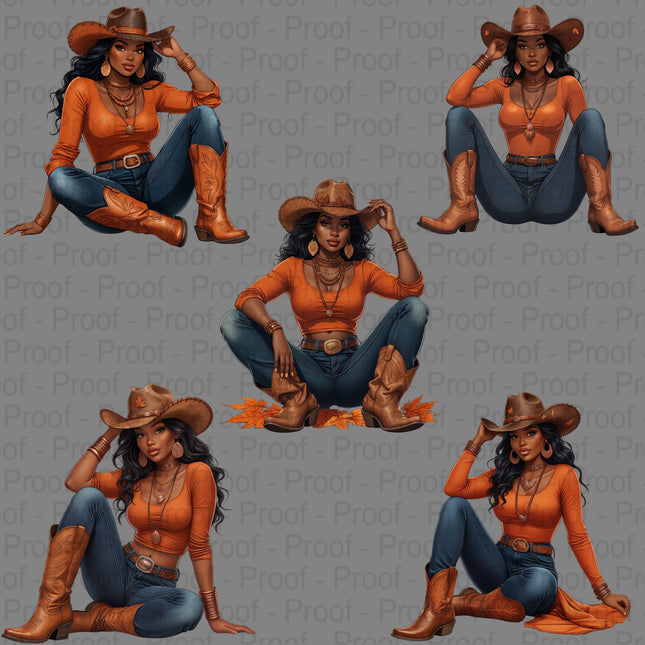 Autumn Cowgirl PNG Bundle of 5 High-Res Fall Western Files Digital File Etsy