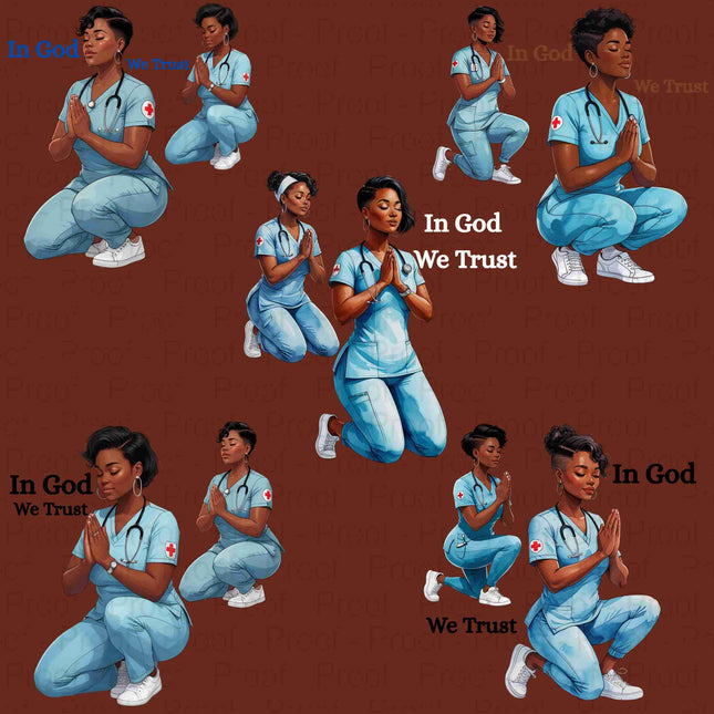 Praying Black Nurses PNG Bundle of 5-Digital Download Digital File Style Junction – Custom Digital Designs & Apparel
