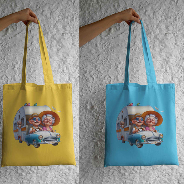 Vintage RV Senior Couple Clipart showcasing a joyful retired road trip, exclusive to Style Junction Custom Digital Designs.