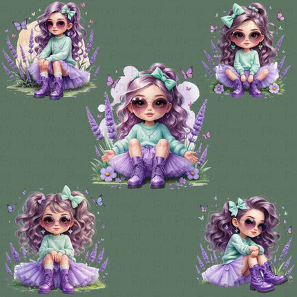 Lavender Mint Fairy Girl PNG Bundle – 5 High-Res Clipart Files Digital File Style-Junction Custom Designs & Prints