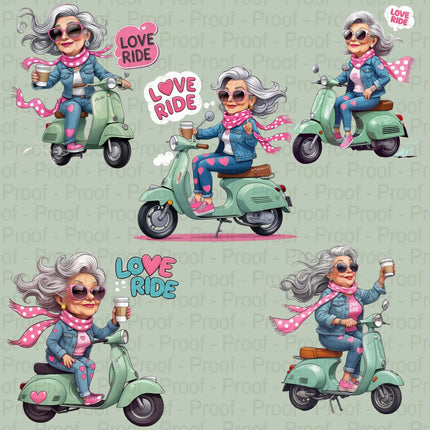 Cool Grandma Scooter PNG Bundle – 5 High-Res Sublimation Files Digital File Style-Junction Custom Designs & Prints