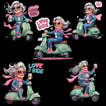 Cool Grandma Scooter PNG Bundle – 5 High-Res Sublimation Files Digital File Style-Junction Custom Designs & Prints