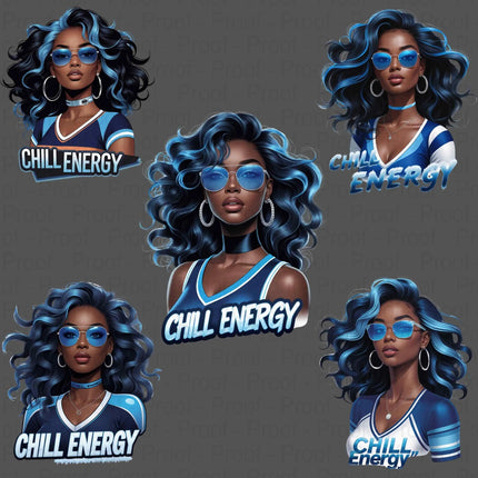 Ice Blue Afro Queen PNG – 5 Chill Energy Clipart Files Digital File Style-Junction Custom Designs & Prints