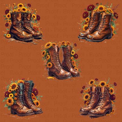 Sunset Harvest Boots PNG – 5 Fall Floral Combat Clipart Files Digital File Style-Junction Custom Designs & Prints