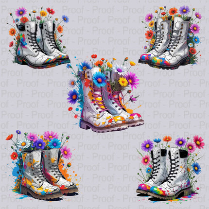 Festival Flair Boots PNG – 5 Rainbow Floral Sublimation Designs Digital File Style-Junction Custom Designs & Prints