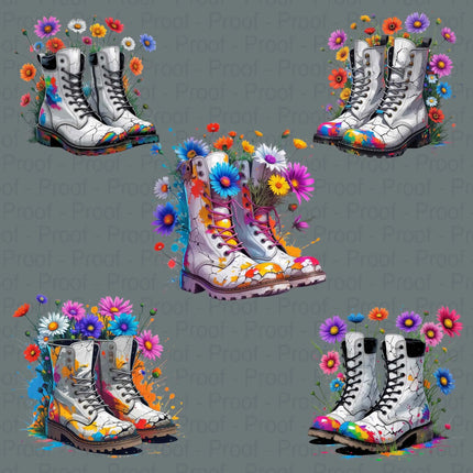 Festival Flair Boots PNG – 5 Rainbow Floral Sublimation Designs Digital File Style-Junction Custom Designs & Prints