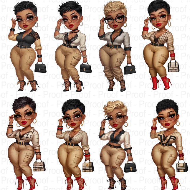 Curvy Chic Woman PNG Bundle of 8 High-Res Transparent Files Digital File Style Junction – Custom Digital Designs & Apparel