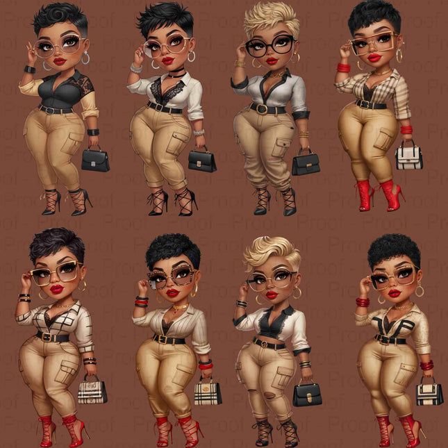 Curvy Chic Woman PNG Bundle of 8 High-Res Transparent Files Digital File Style Junction – Custom Digital Designs & Apparel