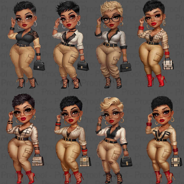 Curvy Chic Woman PNG Bundle of 8 High-Res Transparent Files Digital File Style Junction – Custom Digital Designs & Apparel