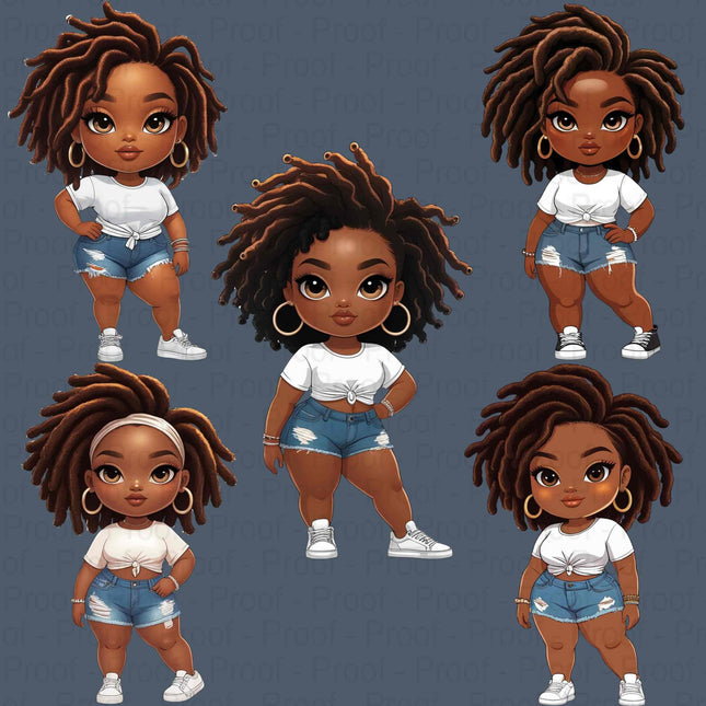 Curvy Black Girl #2 PNG Bundle of 5 High-Res Transparent Files Digital File Style Junction – Custom Digital Designs & Apparel