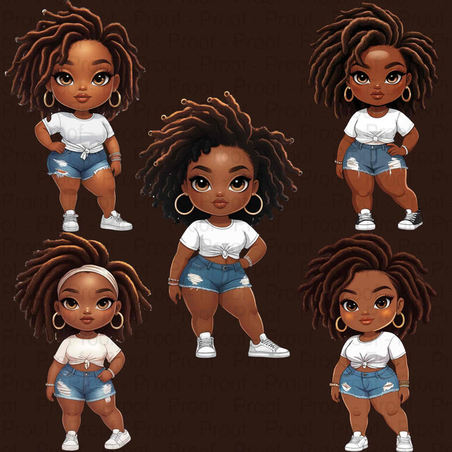 Curvy Black Girl #2 PNG Bundle of 5 High-Res Transparent Files Digital File Style Junction – Custom Digital Designs & Apparel