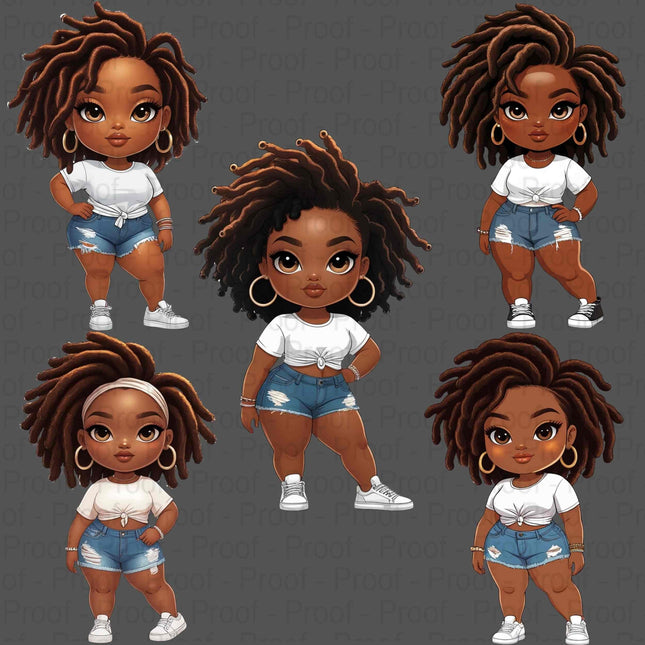 Curvy Black Girl #2 PNG Bundle of 5 High-Res Transparent Files Digital File Style Junction – Custom Digital Designs & Apparel