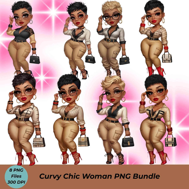Curvy Chic Woman PNG Bundle of 8 High-Res Transparent Files Digital File Style Junction – Custom Digital Designs & Apparel