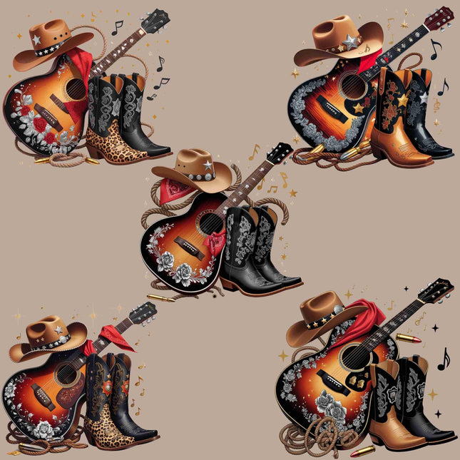 Western Cowgirl Guitar PNG Bundle of 5 High-Res Clipart Files Digital File Style Junction – Custom Digital Designs & Apparel