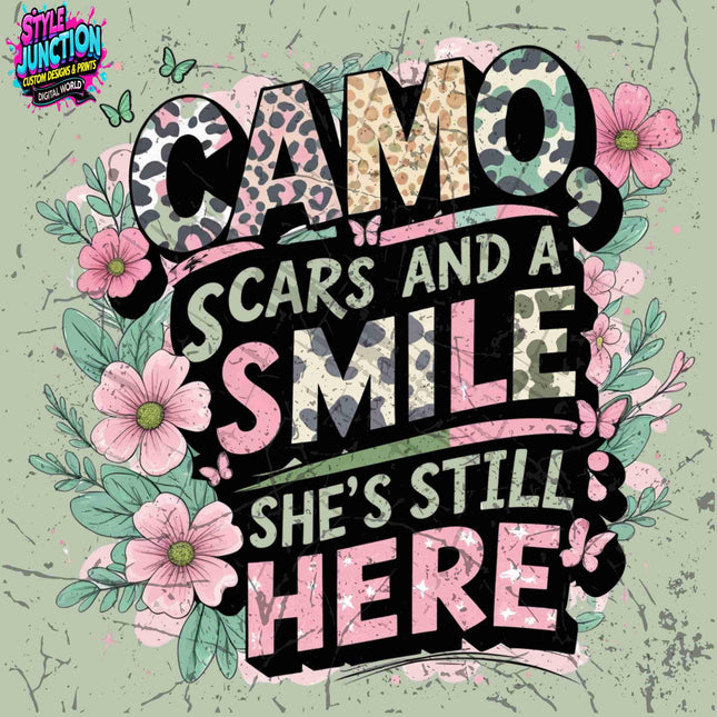 Camo Scars and a Smile PNG | Pastel Animal Print Floral Design Digital File Style Junction – Custom Digital Designs & Apparel