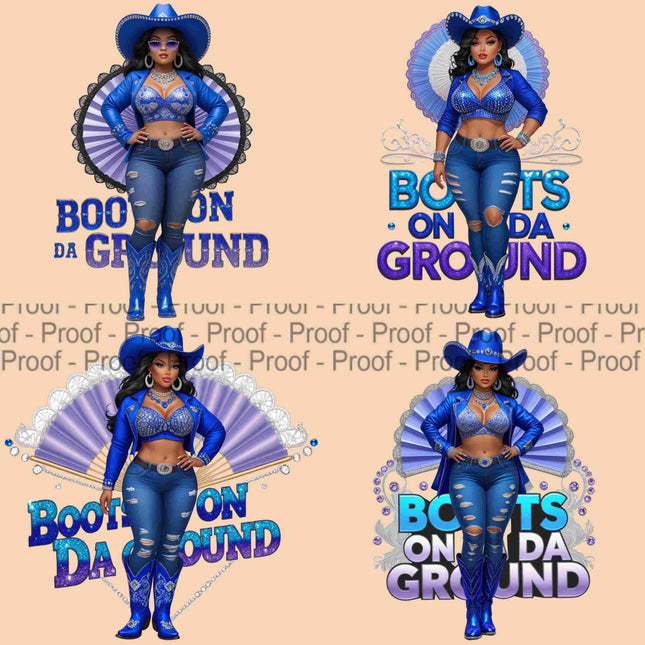Boots on Da Ground Royal Blue Queens Cowgirl PNG Bundle of 4 Digital File Style Junction – Custom Digital Designs & Apparel