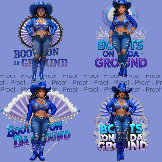 Boots on Da Ground Royal Blue Queens Cowgirl PNG Bundle of 4 Digital File Style Junction – Custom Digital Designs & Apparel