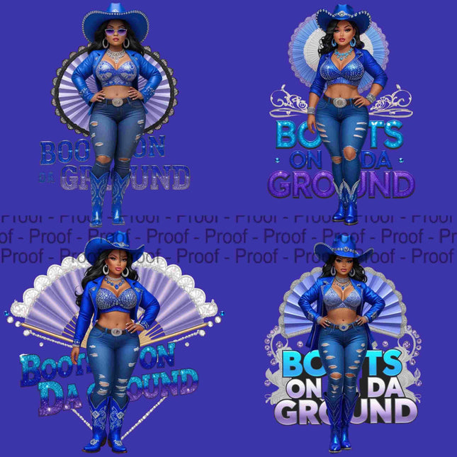 Boots on Da Ground Royal Blue Queens Cowgirl PNG Bundle of 4 Digital File Style Junction – Custom Digital Designs & Apparel