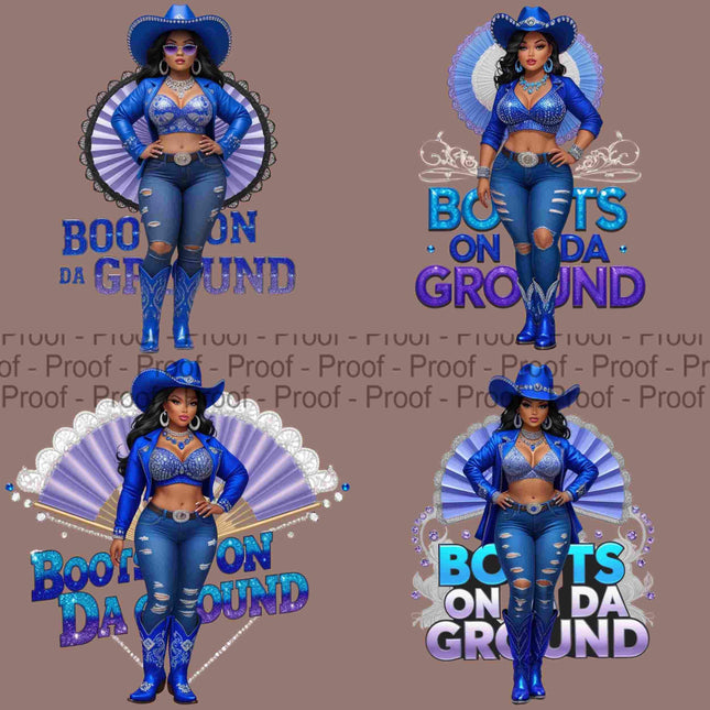 Boots on Da Ground Royal Blue Queens Cowgirl PNG Bundle of 4 Digital File Style Junction – Custom Digital Designs & Apparel