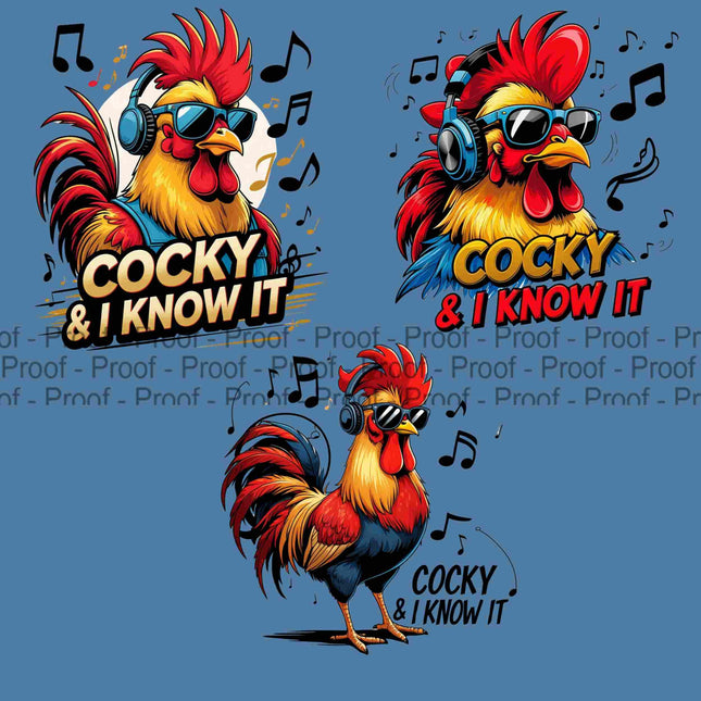Cocky & I Know It PNG Bundle of 3 Bold Rooster Music Clipart Files Digital File Style Junction – Custom Digital Designs & Apparel