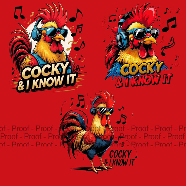 Cocky & I Know It PNG Bundle of 3 Bold Rooster Music Clipart Files Digital File Style Junction – Custom Digital Designs & Apparel