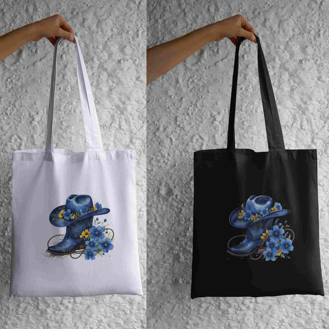 Floral Blue Cowgirl Hat & Boots PNG Bundle of 5 High-Res Western Digital File Style Junction – Custom Digital Designs & Apparel