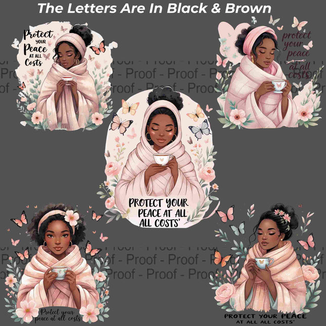 Protect Your Peace at All Costs PNG Bundle of 5 Afro Women Digital File Style Junction – Custom Digital Designs & Apparel