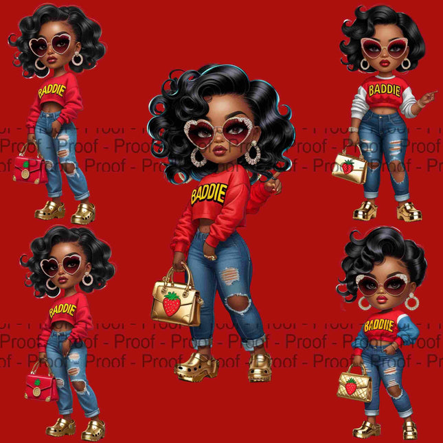 Baddie Girl Clipart Bundle of 4 High-Res 300 DPI Transparent PNGs Digital File Style Junction – Custom Digital Designs & Apparel