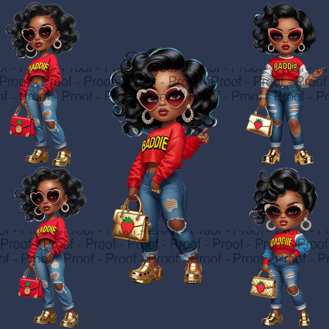 Baddie Girl Clipart Bundle of 4 High-Res 300 DPI Transparent PNGs Digital File Style Junction – Custom Digital Designs & Apparel