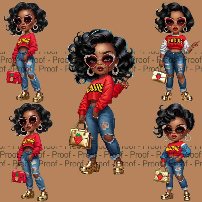 Baddie Girl Clipart Bundle of 4 High-Res 300 DPI Transparent PNGs Digital File Style Junction – Custom Digital Designs & Apparel