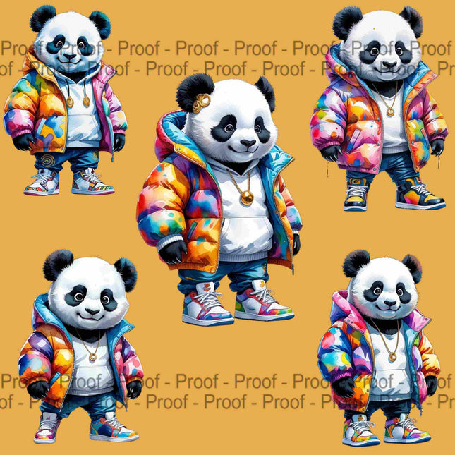 Watercolor Panda Clipart Bundle of 5 Vibrant Streetwear Panda Digital File Style Junction – Custom Digital Designs & Apparel