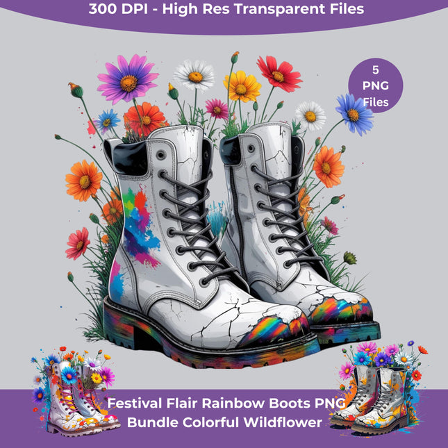 Festival Colorful Flair Rainbow Combat Boots PNG Bundle 5 Digital File Style Junction – Custom Digital Designs & Apparel