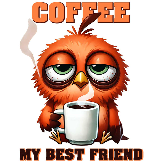Coffee Is My Best Friend Owl Eco Solvent Heat Transfer by Style Junction Custom Digital Designs, creative and exclusive artwork.