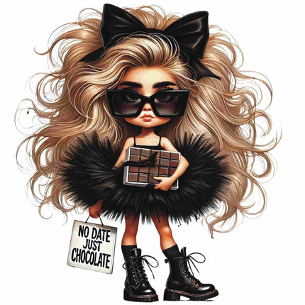 Vintage-Inspired Fashion Doll DTF Heat Transfer by Style Junction Custom Digital Designs, featuring a sassy fashionista with attitude.