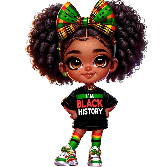 I'm Black History Little Girl Design DTF Heat Transfers #5 by Style Junction Custom Digital Designs, creative exclusive PNG artwork.