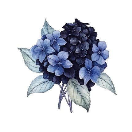 Blue Hydrangea Bouquet DTF Heat Transfers by Style Junction Custom Digital Designs, exclusive creative apparel graphic artwork.