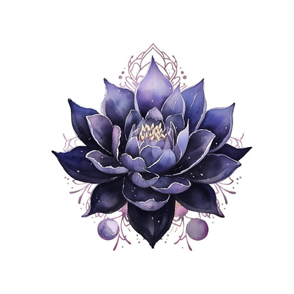 Midnight Lotus Mandala DTF Heat Transfers by Style Junction Custom Digital Designs, exclusive creative artwork for apparel.