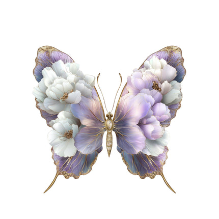 Fantasy Floral Butterfly #9 Eco Solvent Heat Transfer blending delicate flowers and butterfly wings by Style Junction Custom Digital Designs.