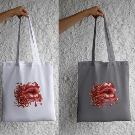 Glossy Red Lips & Roses Drip Design by Style Junction Custom Digital Designs, exclusive printable artwork for apparel graphics.