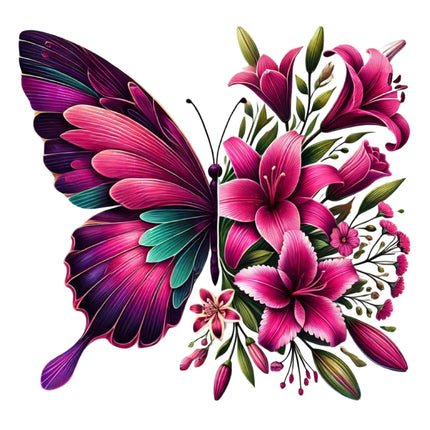 Butterfly & floral design PNG by Style Junction Custom Digital Designs, exclusive creative artwork for apparel graphics.