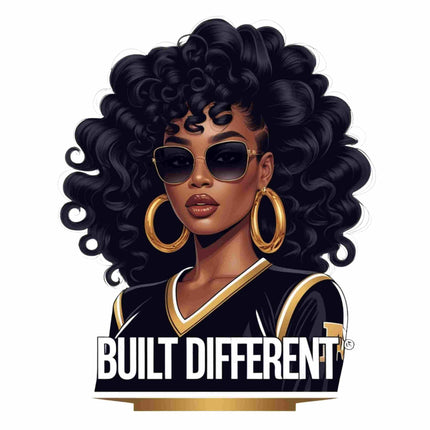 Built Different Curly Hair Queen design by Style Junction Custom Digital Designs, exclusive creative artwork for apparel graphics.