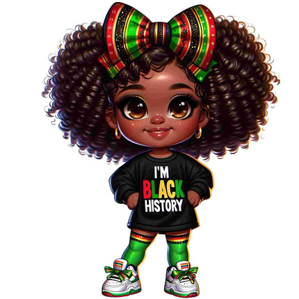I'm Black History Little Girl Design" featuring a confident girl with colorful bow and apparel by Style Junction Custom Digital Designs.