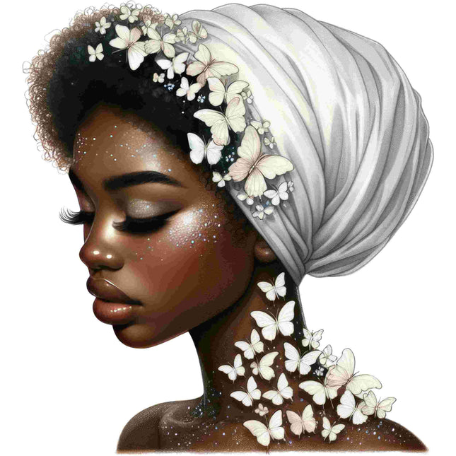 Black Queen Butterfly Floral Art Designed DTF Heat Transfer by Style Junction Custom Digital Designs, exclusive creative artwork.